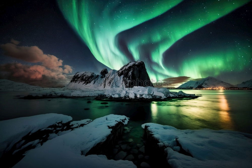 Similar – Northern lights over Vestrahorn, Iceland