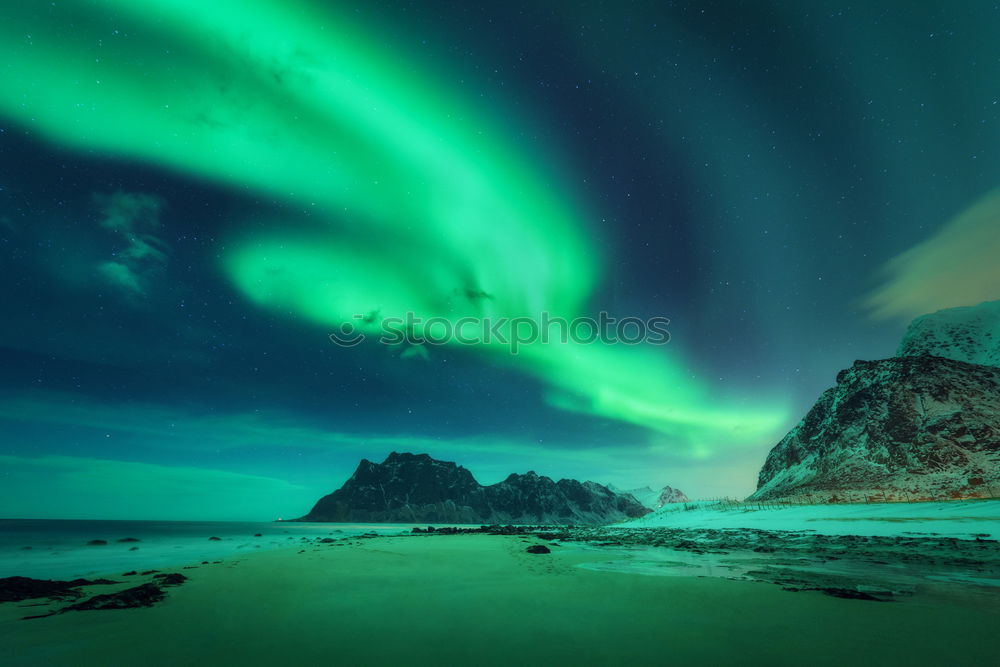 Similar – Northern lights over Vestrahorn, Iceland