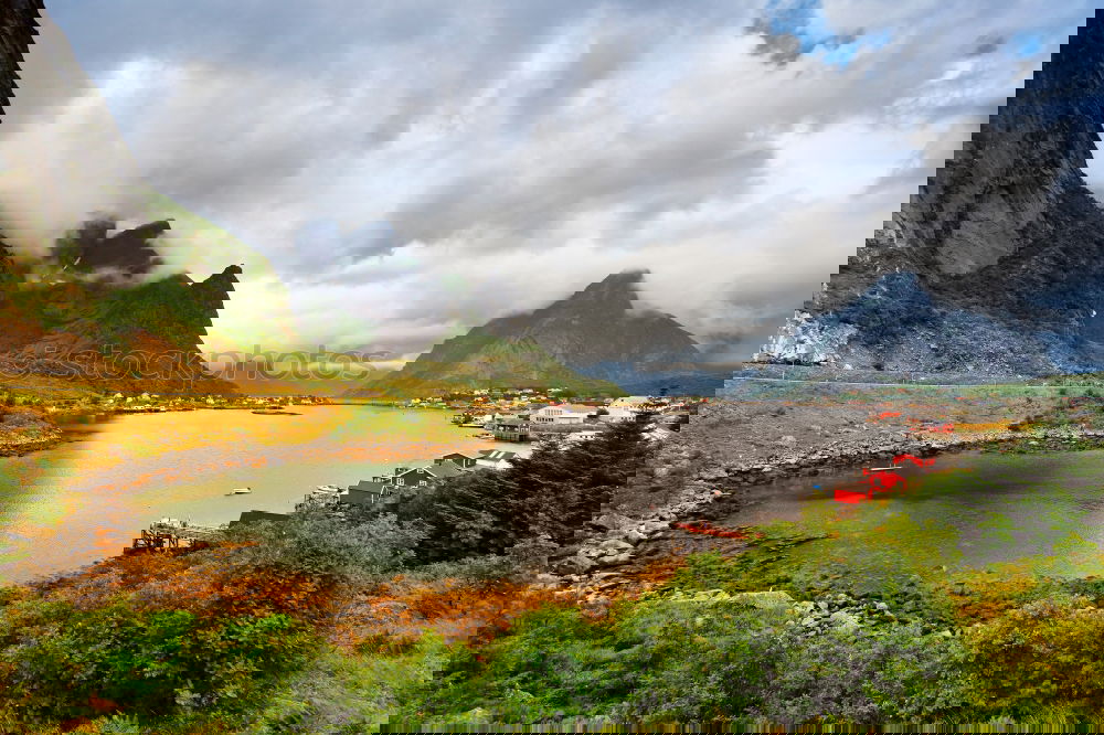 Similar – Image, Stock Photo Picturesque landscape of mountains