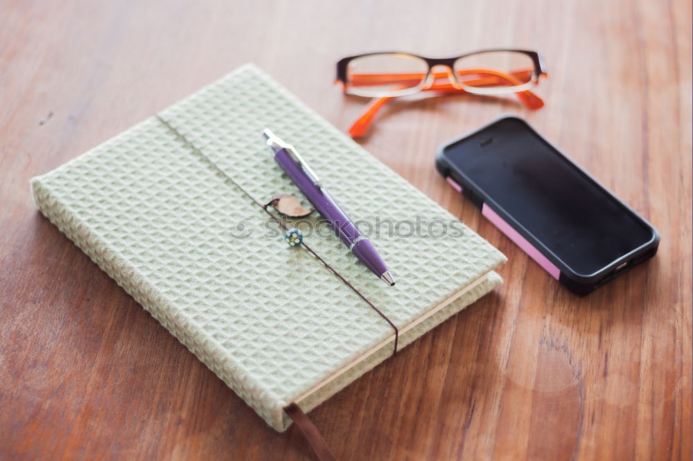 Image, Stock Photo shoes, camera, tablet pc, notepad, watch, glasses