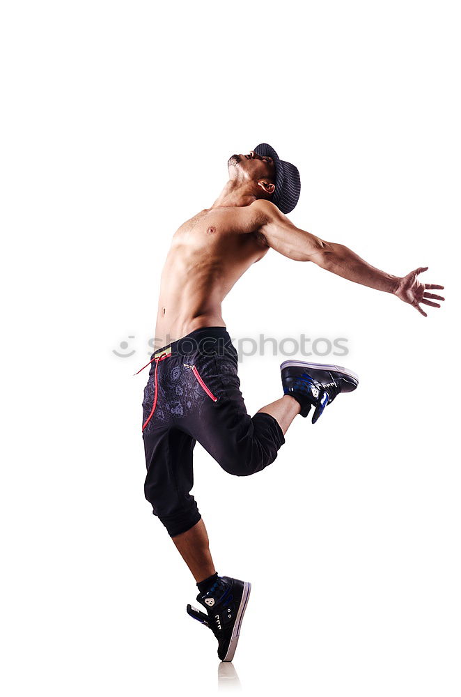 Similar – Image, Stock Photo Black man running upstairs outdoors listening to music with white headphones.