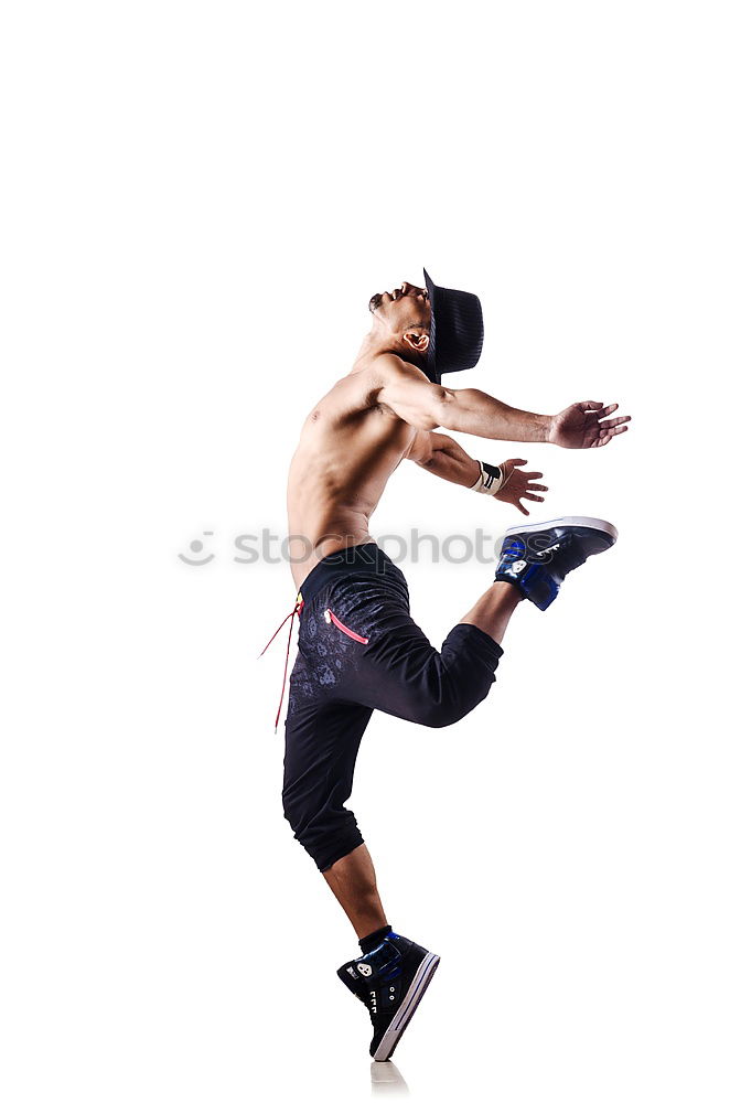 Similar – Image, Stock Photo Black man running upstairs outdoors listening to music with white headphones.