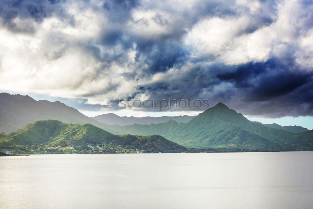 Similar – Sound of Mull on a cloudy day with sailboat