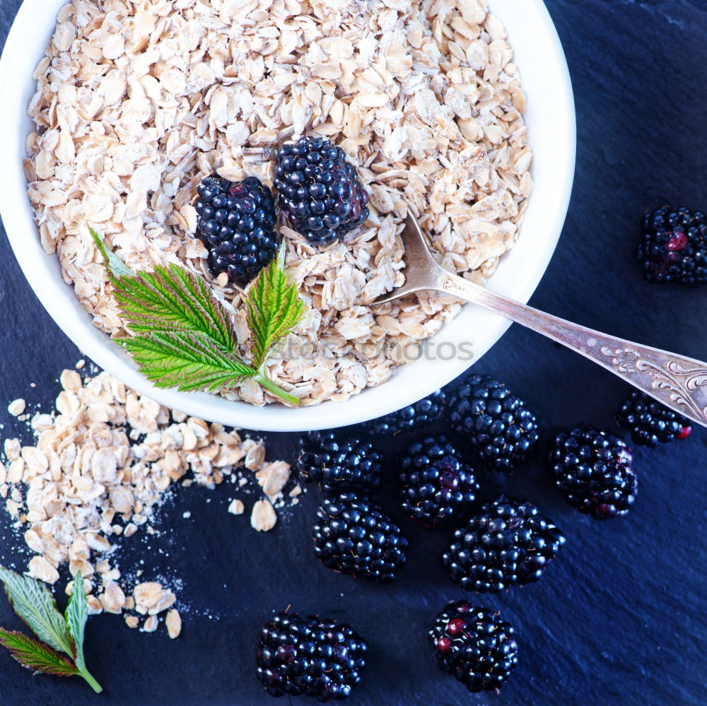 Image, Stock Photo Breakfast with berries from above