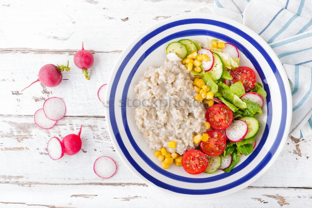 Similar – Image, Stock Photo Quinoa bowl with tomatoes, zucchini and lime