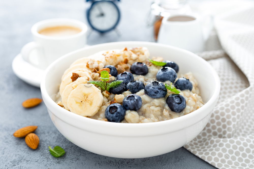 Similar – organic fresh blueberry and cereal with milk