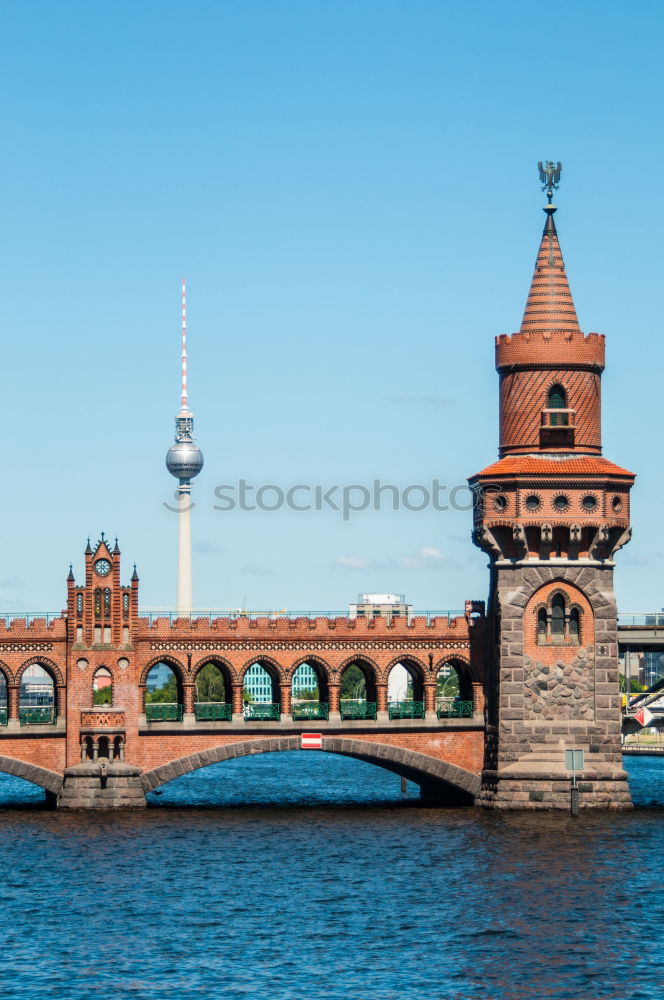 Image, Stock Photo View of the Oberbaumbrücke with television tower