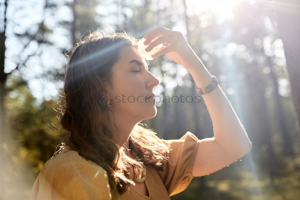 Similar – Image, Stock Photo Smiling woman at lake