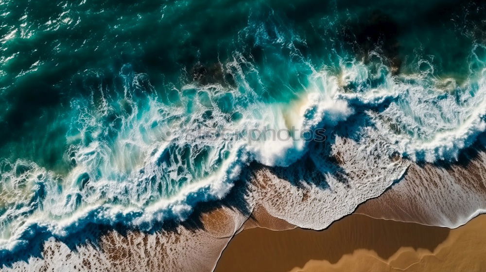 Similar – Aerial View From Flying Drone Of Ocean Waves On Beach