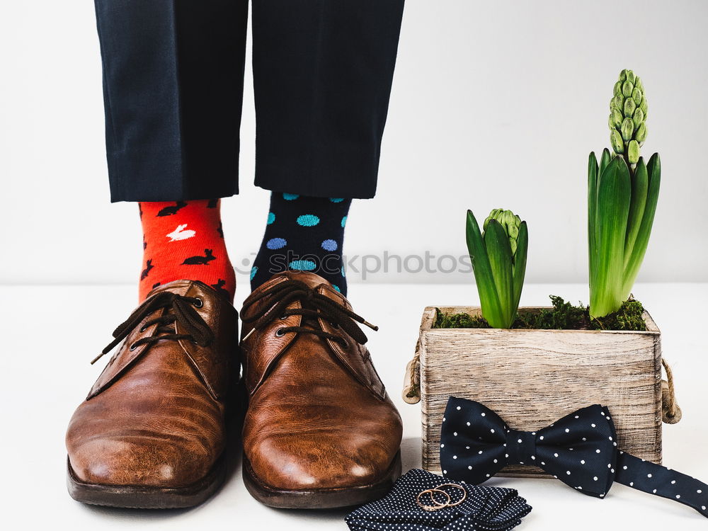 Similar – stylish men’s socks. Stylish suitcase, men’s legs, multicolored socks and new shoes. Concept of style, fashion, beauty and vacation