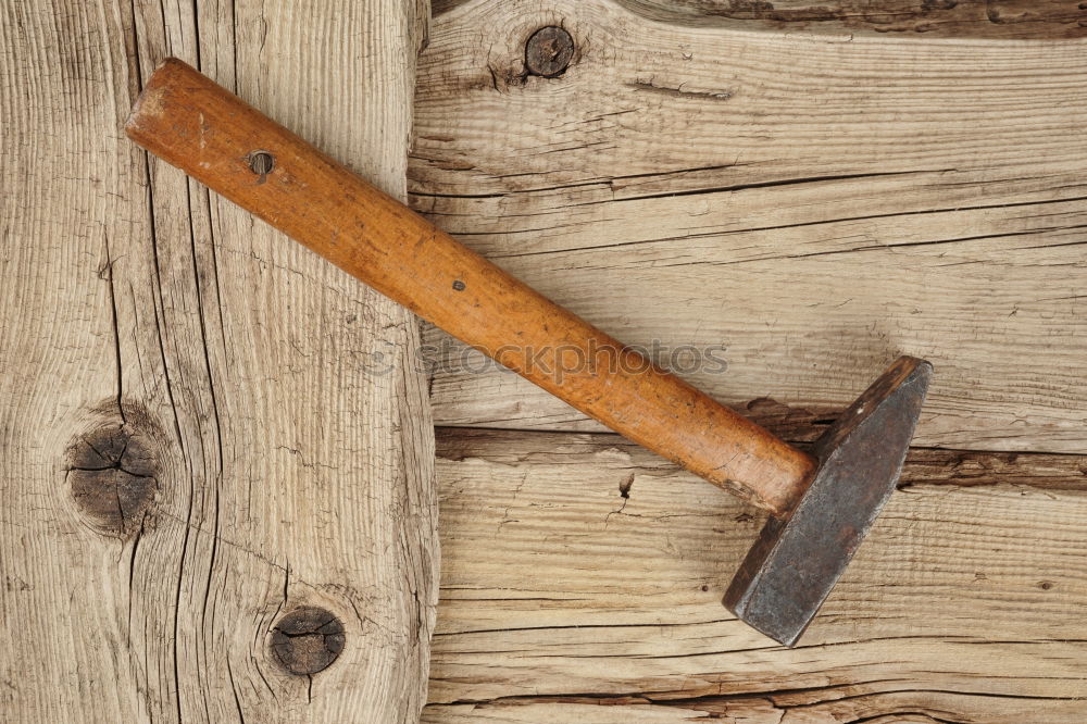 Similar – Image, Stock Photo hand saw is hanging on a nail on a blue wooden wall