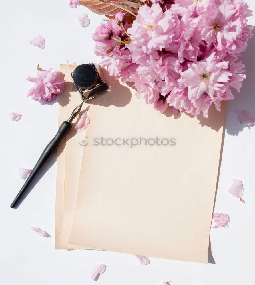 Similar – Female hands write greeting card with flowers