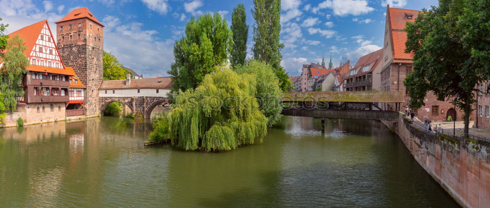 Similar – Image, Stock Photo Little Venice. Venice flair in Bamberg.  The river, the old half-timbered houses and blue sky.