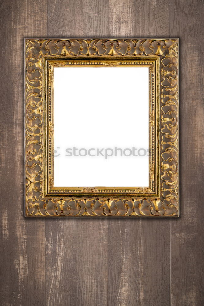 Similar – Image, Stock Photo Ornate oval metal picture frame without picture on a rusty nail on the outside of a brown wooden hut in the harbor garden in Offenbach am Main in Hesse, Germany