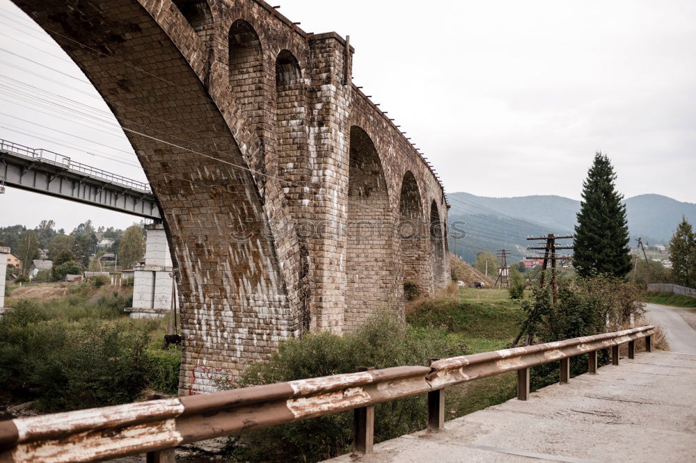 Similar – Image, Stock Photo Orphaned theme park landscape in Albania Gjirokastra