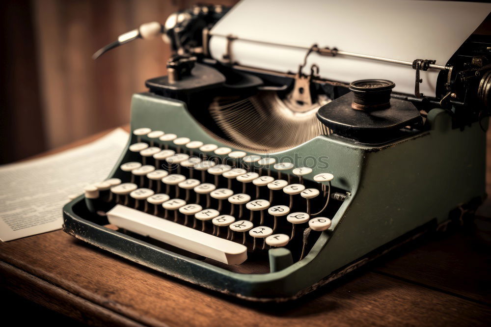 Similar – vintage photography still life with typewriter, folding camera, globe map and book on a wood table.