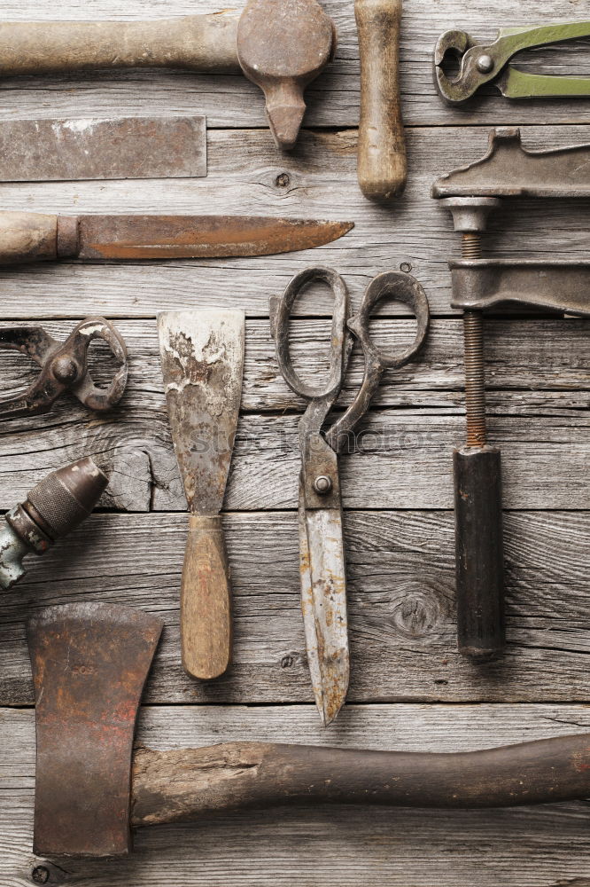 Old tool on a workbench