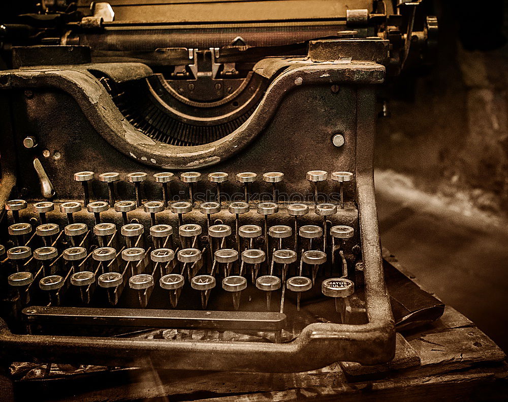 Similar – vintage photography still life with typewriter, folding camera, globe map and book on a wood table.