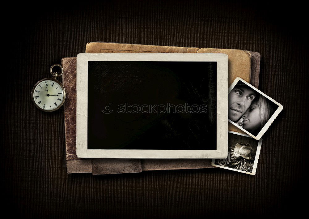 Similar – Image, Stock Photo Childhood: a photo album with two photos of a little girl. One photo shows the girl with a big doll