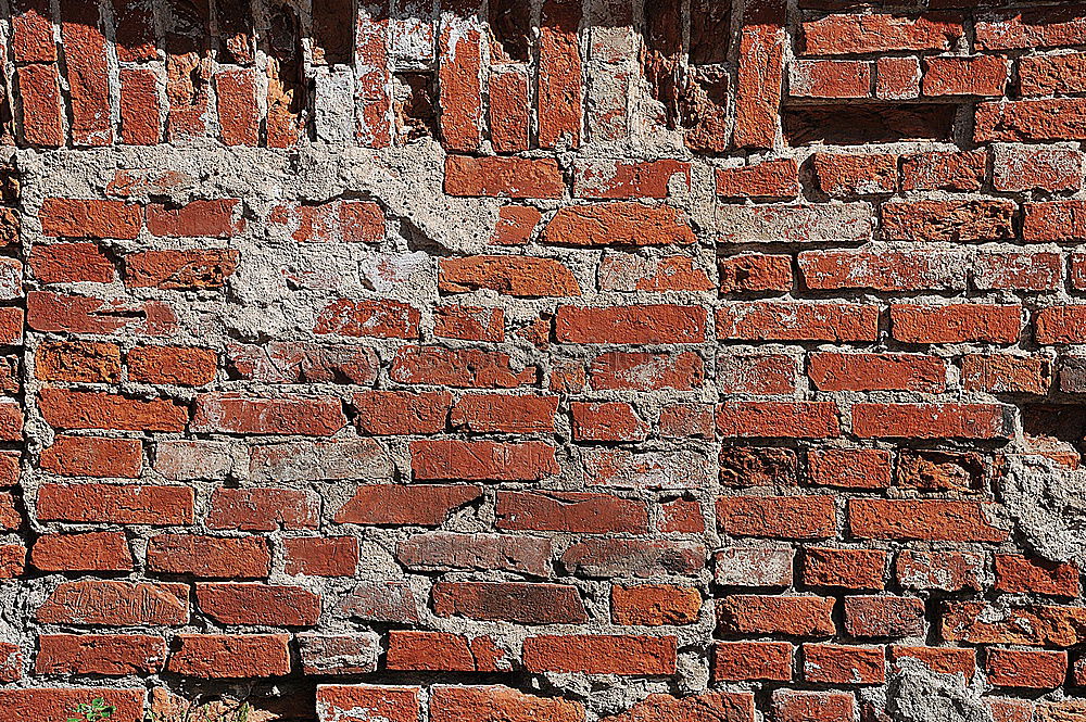 Similar – Abgefallener Putz an Backsteinwand. Verwitterte  Wand aus Backstein, Naturstein und marodem Putz. Sanierungsbedürftig