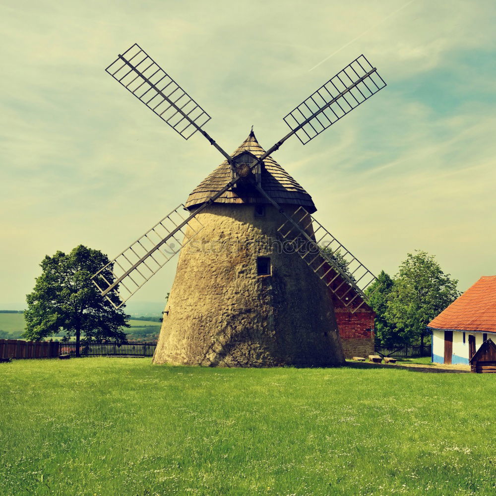 Image, Stock Photo charming Dutch windmill ats sunrise