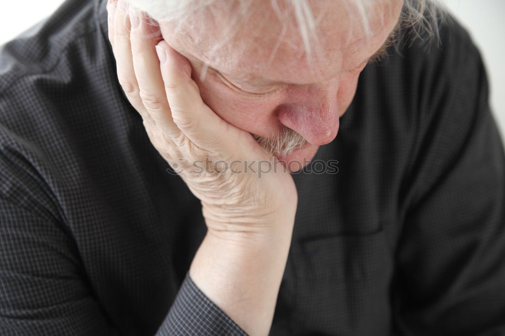 Similar – Close up face portrait Older depressed man