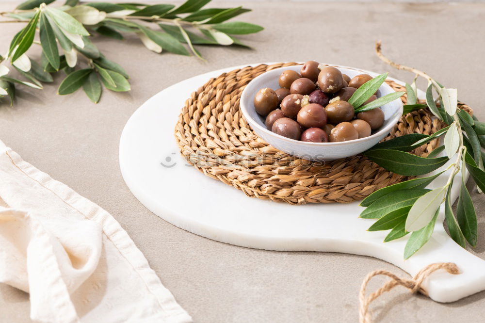 Similar – Image, Stock Photo Round ciabatta bread with olives.