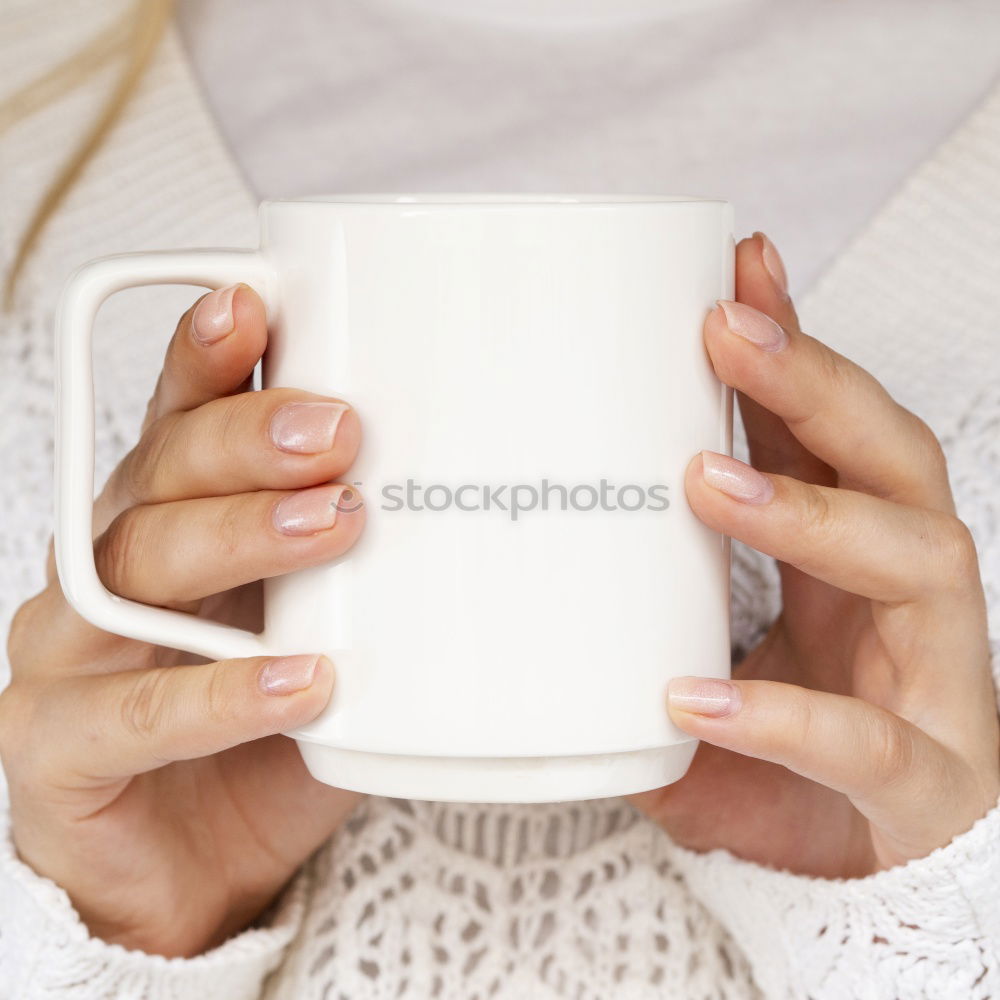 Similar – Image, Stock Photo Woman drink a tea, fall time. Outdoor