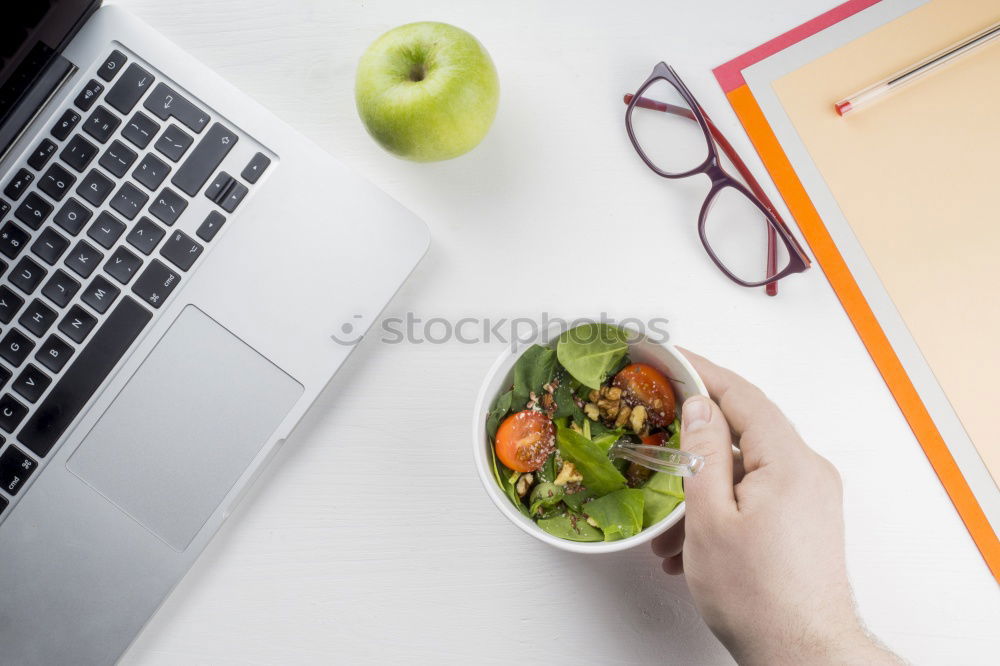 Similar – Image, Stock Photo Lunch break with salad at your desk