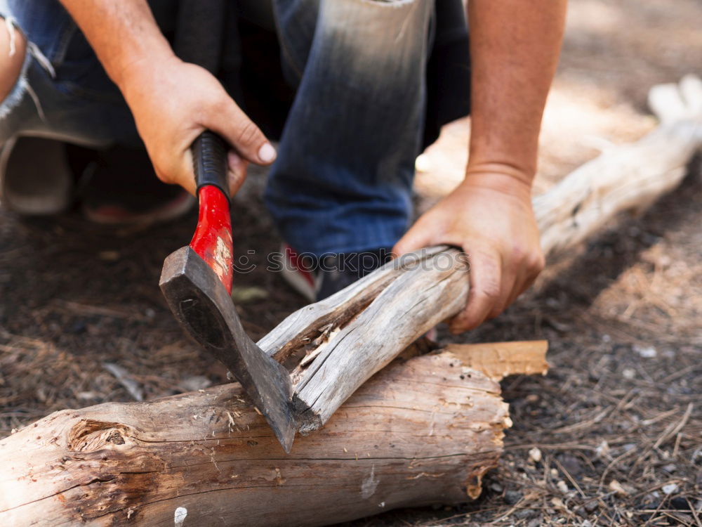 Similar – Image, Stock Photo Man drilling hole in timber while working in garden