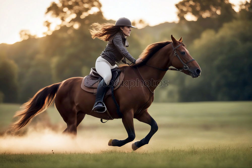 Similar – Image, Stock Photo Young woman riding a horse in nature