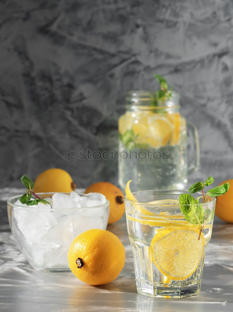 Similar – Image, Stock Photo Homemade refreshing drink with lemon juice and mint