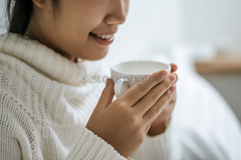 Similar – Image, Stock Photo Woman drink a tea, fall time. Outdoor