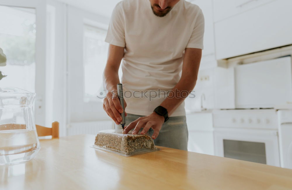 Similar – Hipster barista pours milk for making cappuccino or latte coffee in the cafe