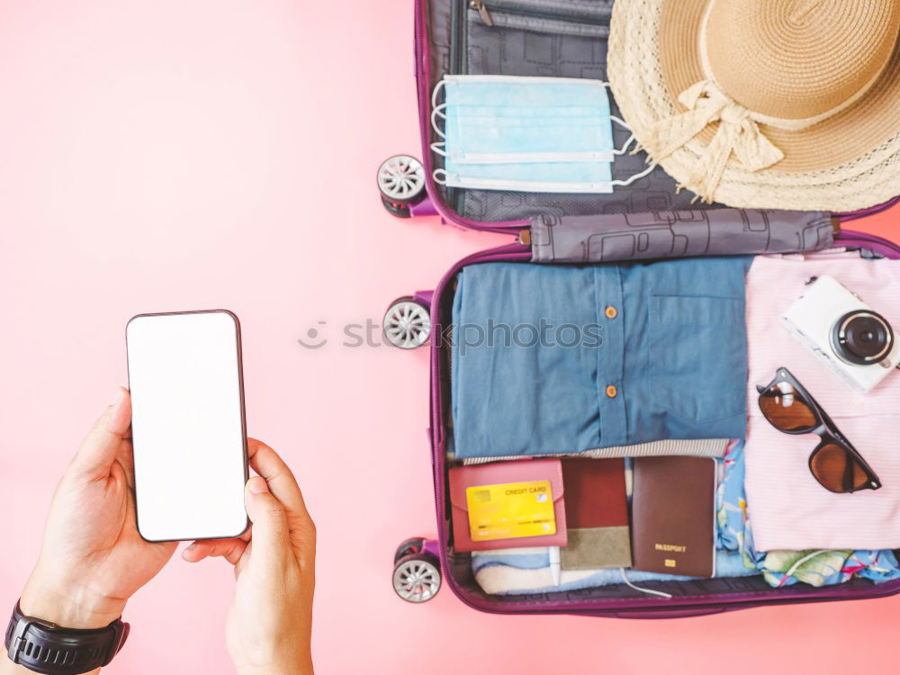 Similar – Image, Stock Photo Packed suitcase for the beach holiday