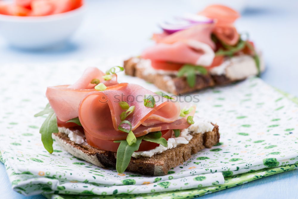 Similar – Image, Stock Photo Crispbread with ham Food