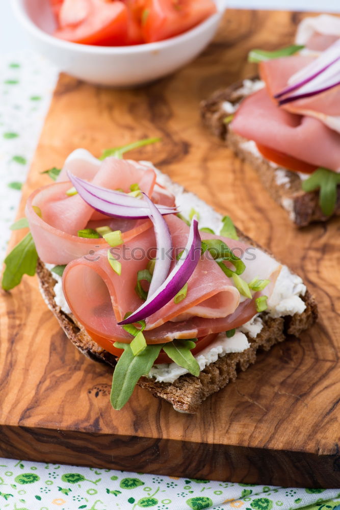 Similar – Image, Stock Photo Crispbread with ham Food