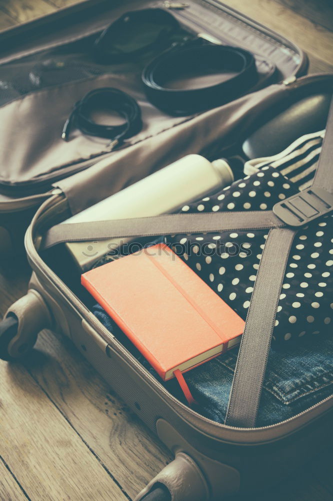 Similar – Notebooks pencils and school bag on a desktop