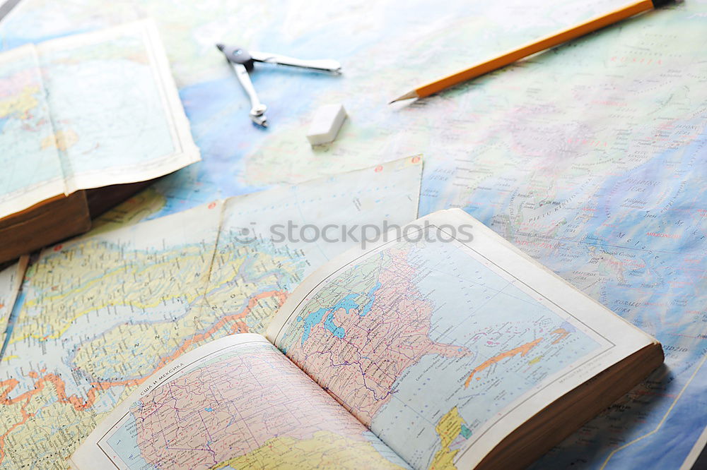 Similar – Image, Stock Photo Planning vacation with map