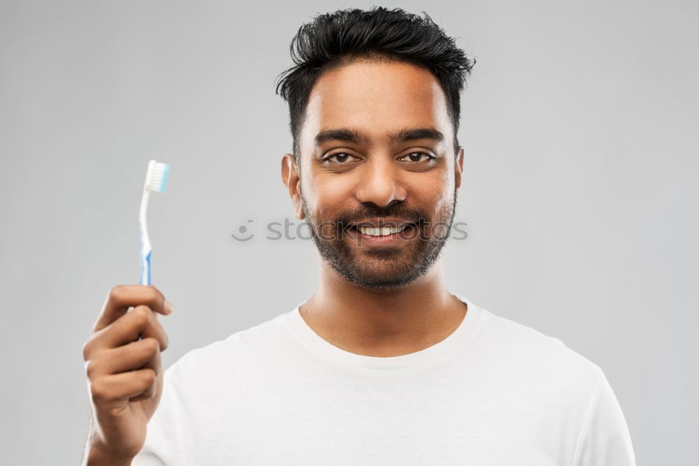 Similar – Image, Stock Photo Young Black Man Brushing Teeth Thoroughly