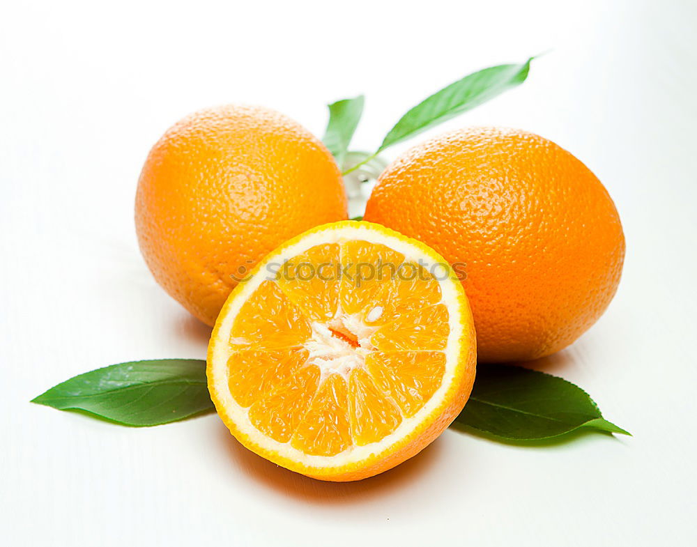 Similar – Image, Stock Photo Cut oranges with leaves in white bowl