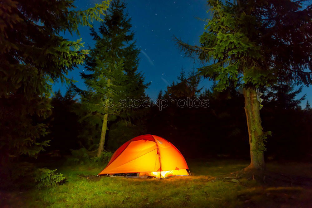 Similar – Image, Stock Photo Evening lit tent in camping