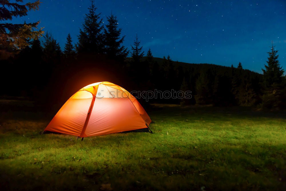 Similar – Image, Stock Photo Evening lit tent in camping