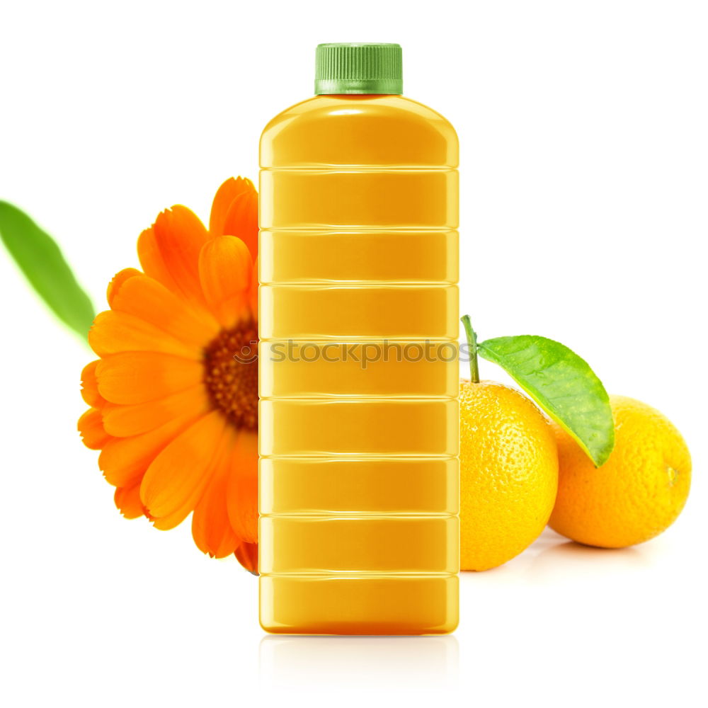 Similar – Image, Stock Photo Flacshe with yellow summer drink , fruit and fruit