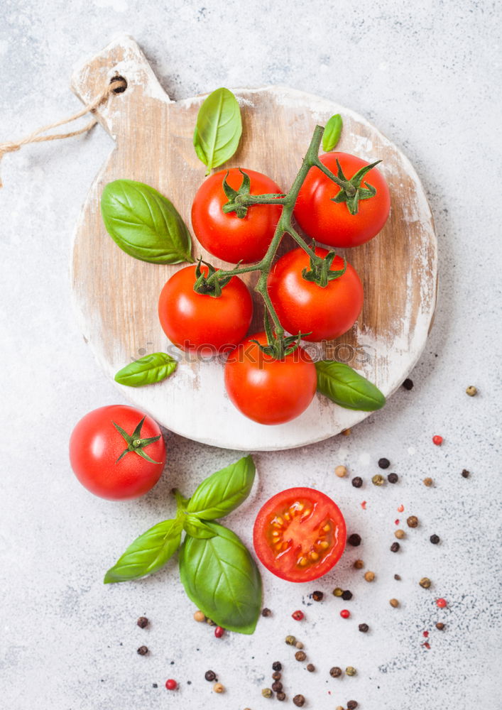 Image, Stock Photo Organic tomatoes on the white table