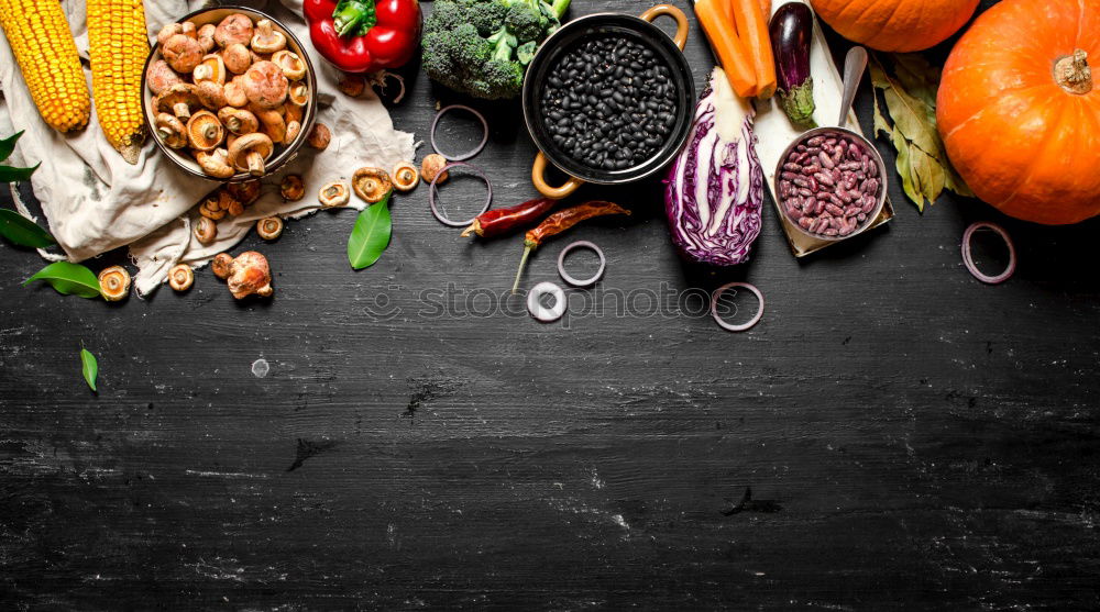 Similar – Image, Stock Photo Empty black frying pan and vegetables