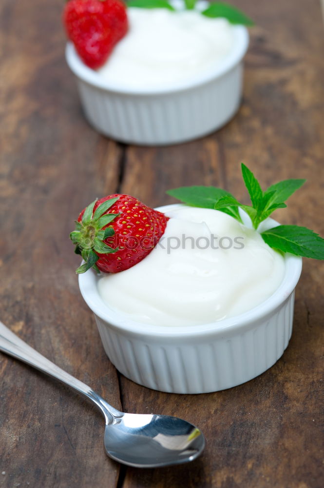 Similar – Image, Stock Photo Quark in red peel with strawberries