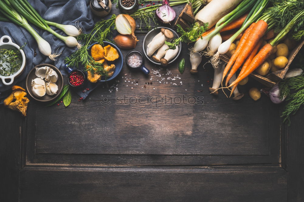 Vegetables and wild mushrooms for autumn cooking