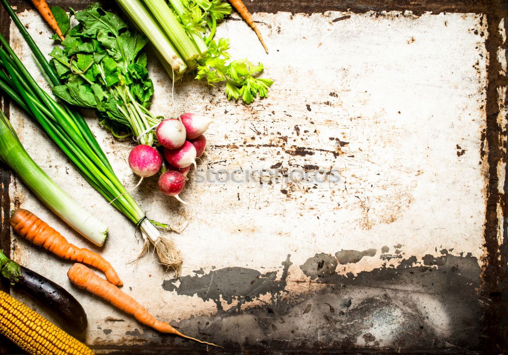 Similar – Image, Stock Photo Fresh raw vegetables and spices on gray wooden surface
