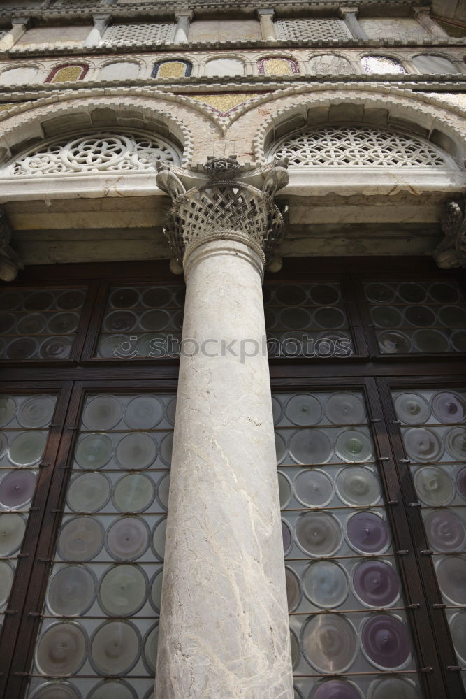 Similar – Foto Bild Schöne alte Holztür mit Jugendstil Ornamenten und Riffelglas bei Sonnenschein im Nordend von Frankfurt am Main in Hessen